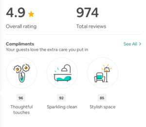 screenshot of a host's review overview screen